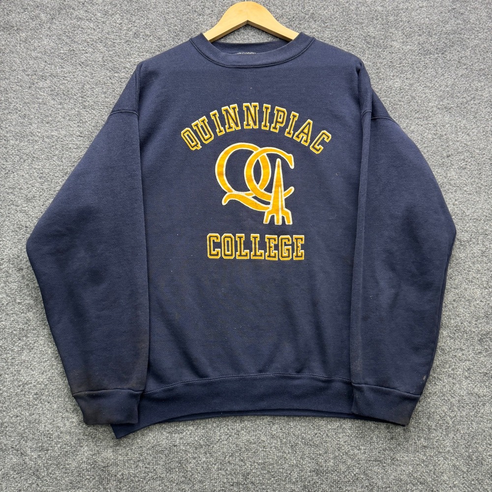 Velva Sheen Quinnipiac College Sweatshirt Mens XXL Navy Long Sleeve Vintage